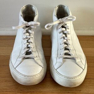Men's Common Projects White Achilles Mid Sneakers- size 43